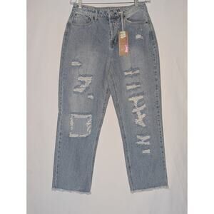VANILLA STAR Womens size 11 90s Boyfriend jeans super high rise Distressed NWT